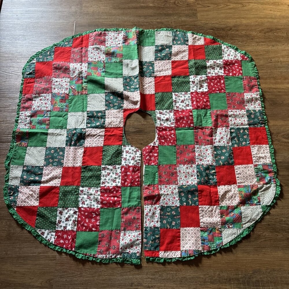 Homemade Quilted Tree Skirt Thin Double Sided Homemade 41 X 45